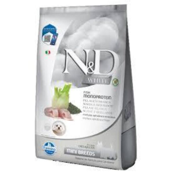 N&D WHITE PERRO ADULTO RAZA MINI - Merluza (2 kg)